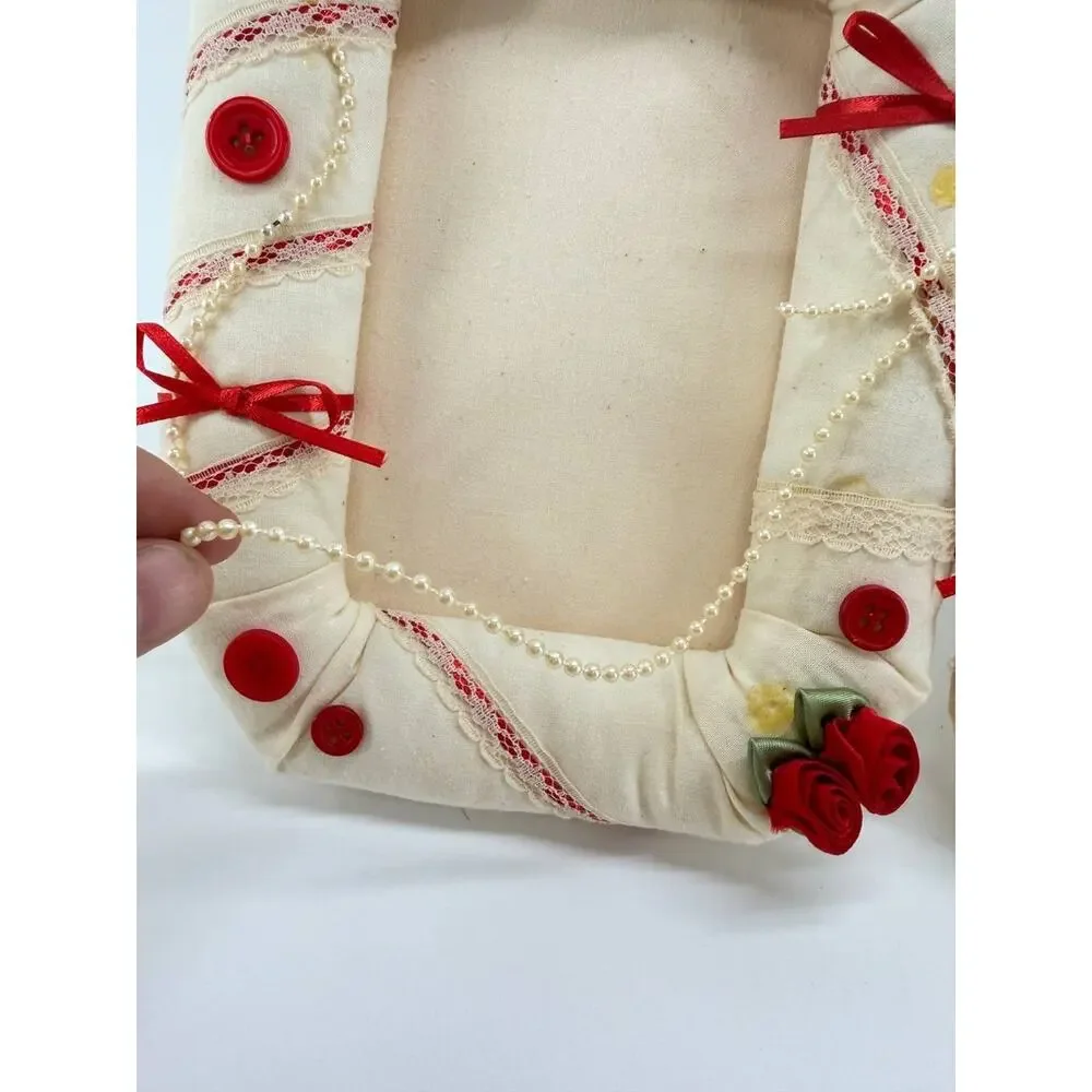 Handmade Fabric Picture Frame Set Floral Lace Ribbon Decorative Photo Frames